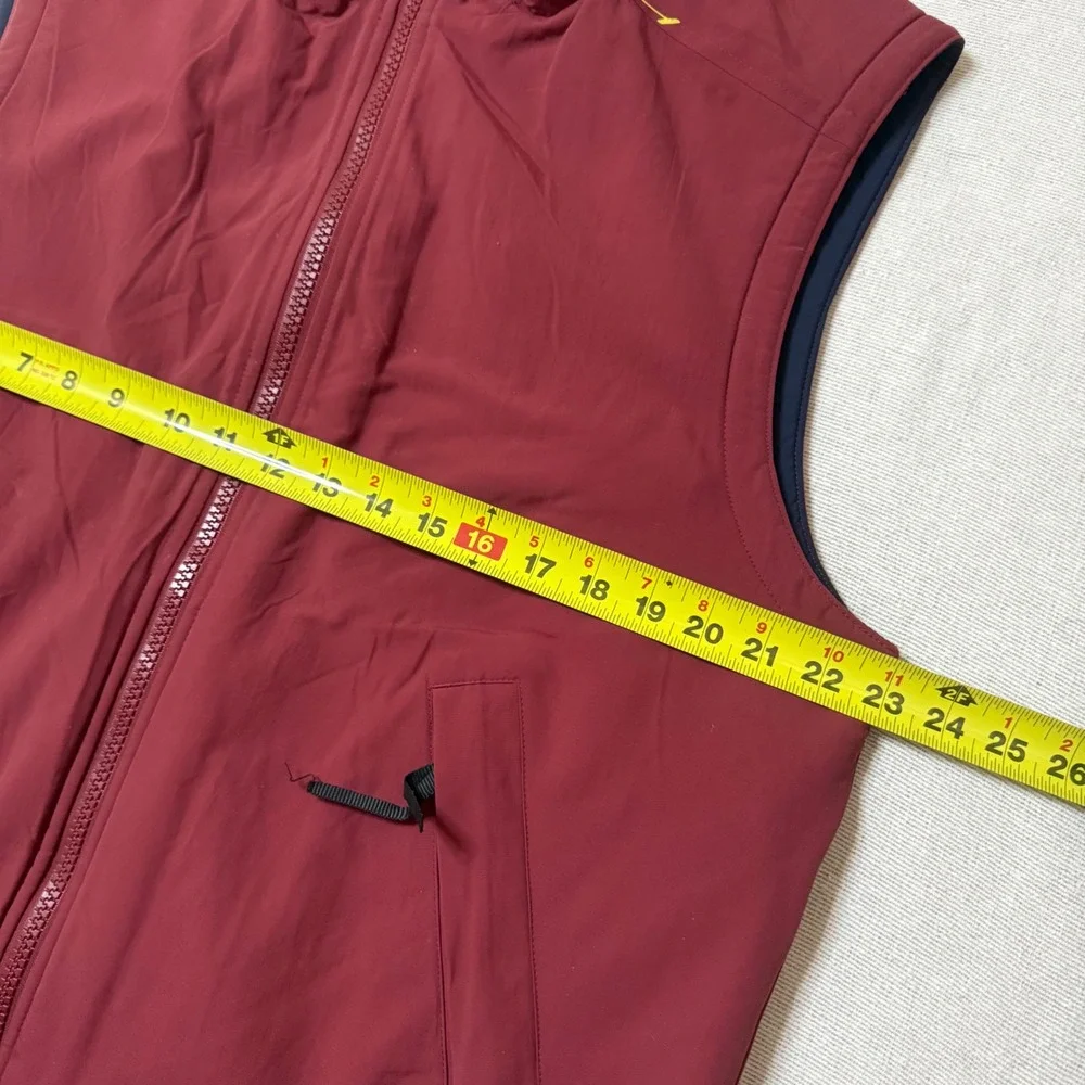 LL Bean Warm-Up Vest Men Medium Red Fleece Lined Nylon Full Zip Outdoor 0JX79